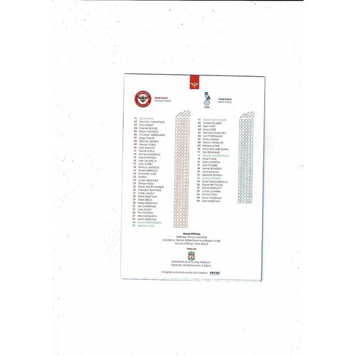 2021/22 Brentford v Oldham Athletic League Cup Official Football Programme