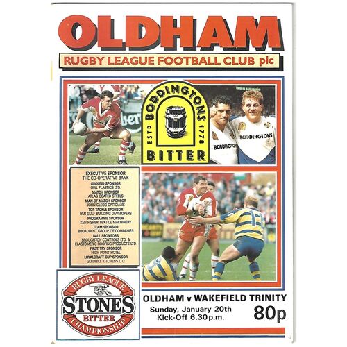 1990/91 Oldham v Wakefield Trinity Rugby League Programme