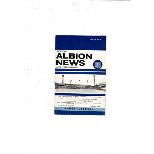 1965/66 West Bromwich Albion v Arsenal Football Programme