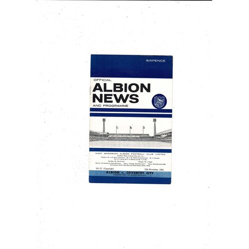 1965/66 West Bromwich Albion v Coventry City League Cup Replay Football Programme