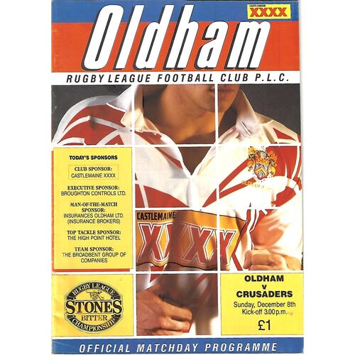 1991/92 Oldham v London Crusaders (08/12/1991) Rugby League Programme