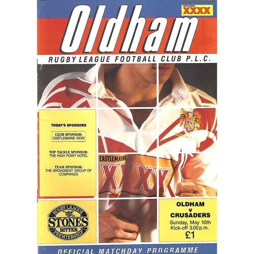 1991/92 Oldham v London Crusaders (10/05/1992) Rugby League Programme