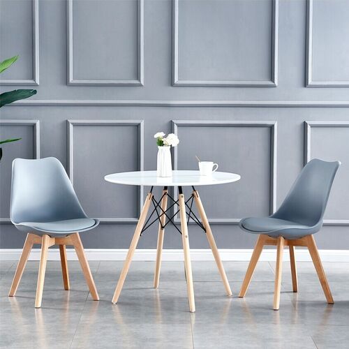 Eva Deluxe Dining Chairs Deluxe Wooden legs set of 2 (Grey)