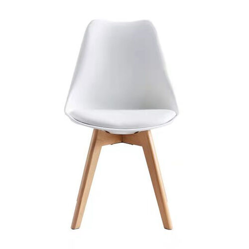 Eva Deluxe Dining Chairs Deluxe Wooden legs set of 2(White)