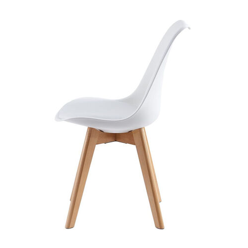 Eva Deluxe Dining Chairs Deluxe Wooden legs set of 2(White)
