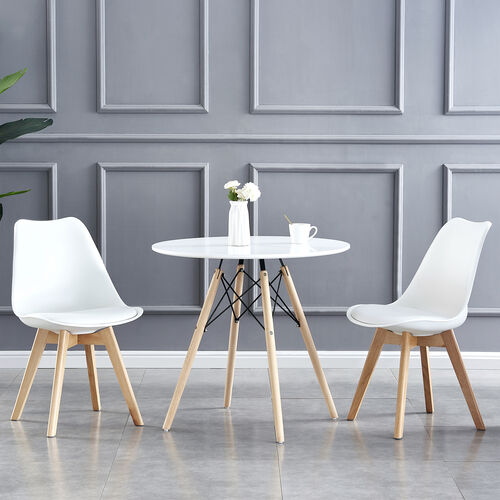 Eva Deluxe Dining Chairs Deluxe Wooden legs set of 2(White)