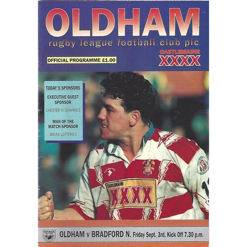 1993/94 Oldham v Bradford Northern Rugby League Programme