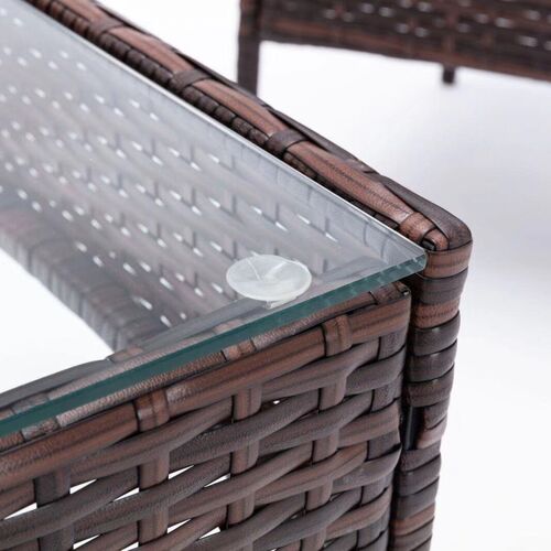 4pcs Rattan Outdoor Garden Furniture Sofa Set Table & Chairs (Roger Brown)