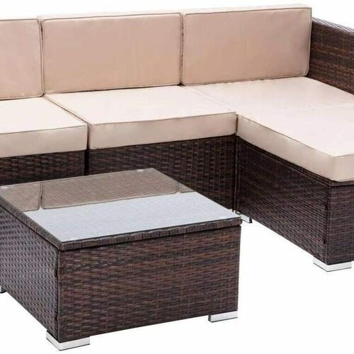 Rattan Garden Furniture Outdoor 5pcs Patio Sofa Set chairs Table (Rupert Brown)