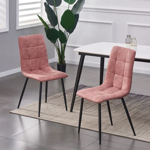 Set of 2 Faux Matte Suede Leather Dining Chairs home & restaurants Henri
