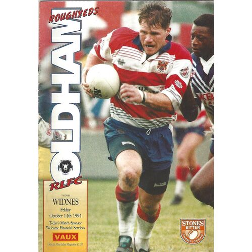 1994/95 Oldham Roughyeds v Widnes Rugby League Programme