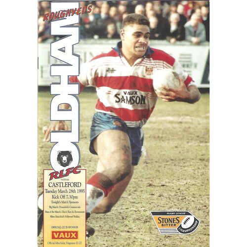 1994/95 Oldham Roughyeds v Castleford Rugby League Programme