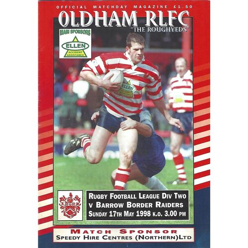 1998 Oldham v Barrow Border Raiders Rugby League Programme