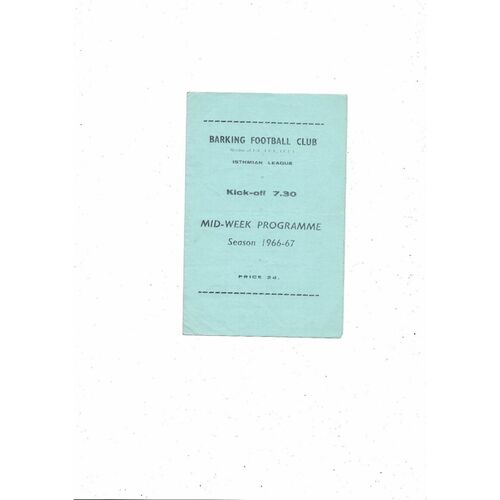 1966/67 Barking v Hendon Football Programme