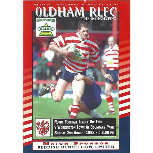 1998 Oldham v Workington Town Rugby League Programme