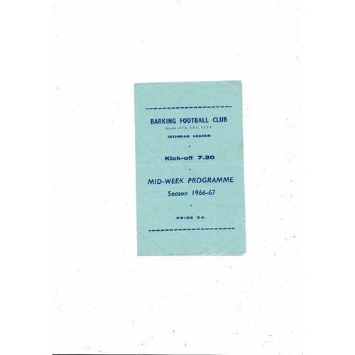 1966/67 Barking v Ilford Football Programme
