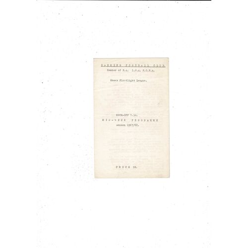 1967/68 Barking v Leyton Football Programme