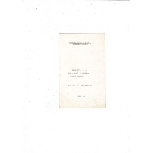 1967/68 Barking v Walthamstow Avenue Football Programme