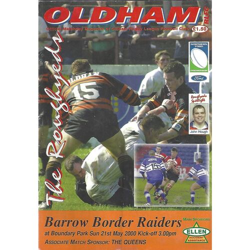2000 Oldham v Barrow Border Raiders Rugby League Programme