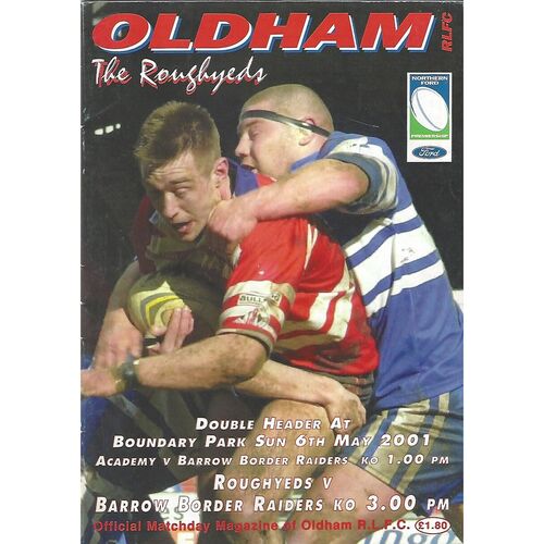 2001 Oldham v Barrow Border Raiders Rugby League Programme