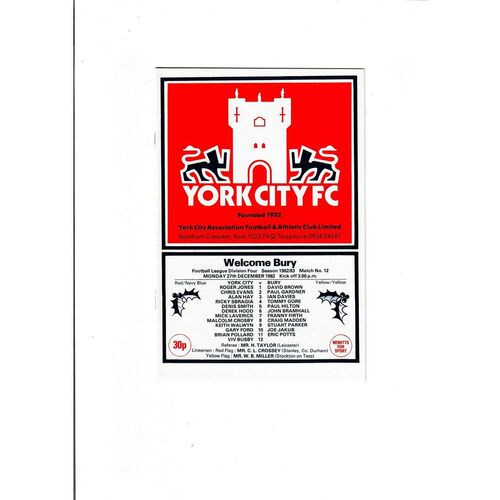York City Home Football Programmes