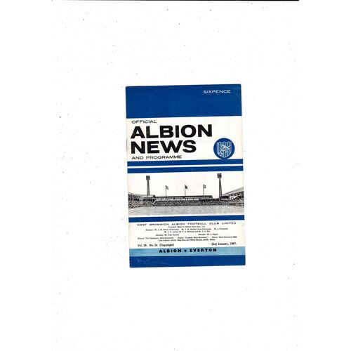 1966/67 West Bromwich Albion v Everton Football Programme