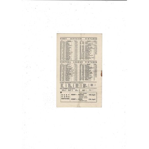 1947/48 Derby County v Charlton Athletic Football Programme