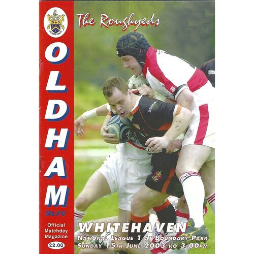 2003 Oldham v Whitehaven Rugby League Programme