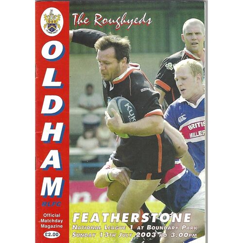2003 Oldham v Featherstone Rovers Rugby League Programme