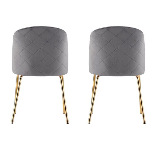 Set of 2 Dale Velvet Dining Chairs with Golden Finish Metal Legs (Dark Grey)