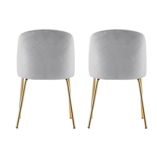 Set of 2 Dale Velvet Dining Chairs with Golden Finish Metal Legs (Light Grey)
