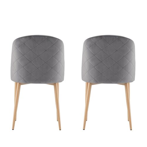 Set of 2 Bradley Velvet Dining Chairs with Wood Effect Metal Legs (Grey)