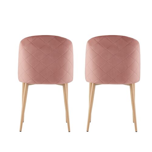 Set of 2 Bradley Velvet Dining Chairs with Wood Effect Metal Legs (Pink)