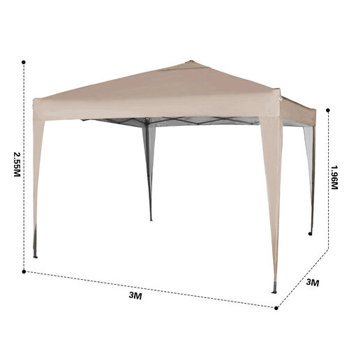 3m x 3m Gazebo Resistant Outdoor Garden Marquee Canopy NS (Begie)