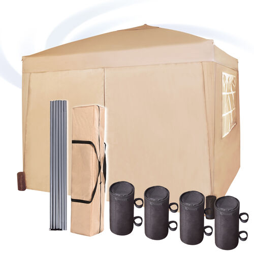3m x 3m Gazebo Resistant Outdoor Garden Marquee Canopy Canopy + side's (Begie)