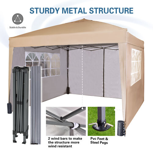 3m x 3m Gazebo Resistant Outdoor Garden Marquee Canopy Canopy + side's (Begie)