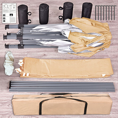 3m x 3m Gazebo Resistant Outdoor Garden Marquee Canopy Canopy + side's (Begie)