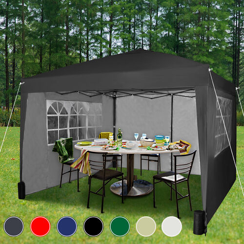 3m x 3m Gazebo Resistant Outdoor Garden Marquee Canopy Canopy + side's (Black)
