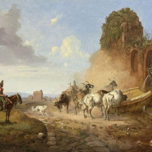 Cattle Watering at a Fountain on the Via Appia Antiqua