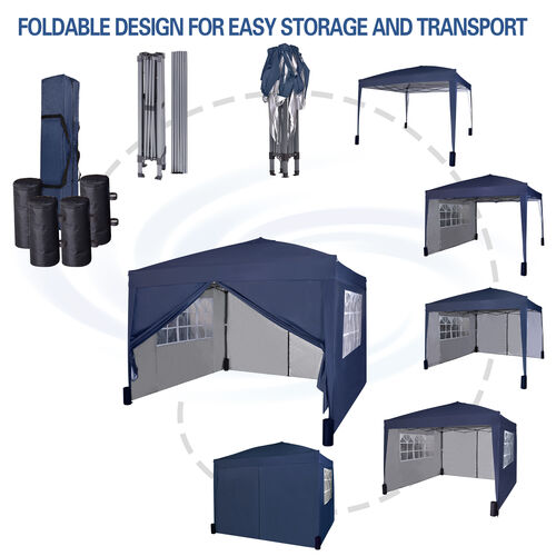 3m x 3m Gazebo Resistant Outdoor Garden Marquee Canopy Canopy + side's (Blue)