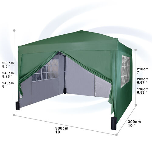3m x 3m Gazebo Resistant Outdoor Garden Marquee Canopy Canopy + side's(Green)