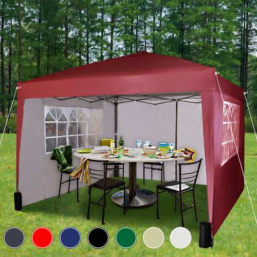 3m x 3m Gazebo Resistant Outdoor Garden Marquee Canopy Canopy + side's (Red)