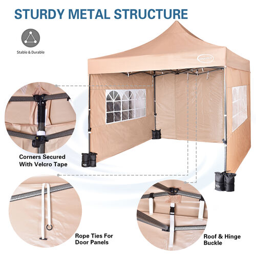 MAXIMUS HEAVY DUTY GAZEBO With Sides (Beige)