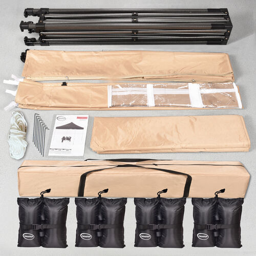 MAXIMUS HEAVY DUTY GAZEBO With Sides (Beige)