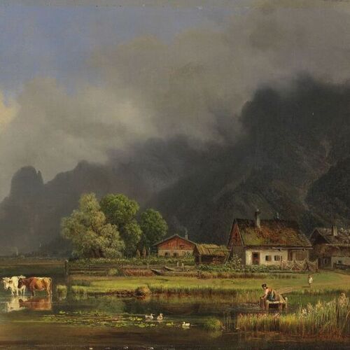 Lake Kochelsee with the Houses of Schlehdorf