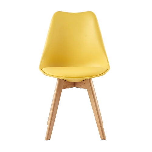 Eva Deluxe Dining Chairs Deluxe Wooden Legs Set of 2(Yellow)