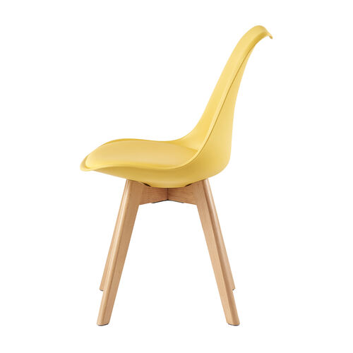 Eva Deluxe Dining Chairs Deluxe Wooden Legs Set of 2(Yellow)