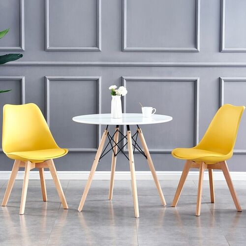 Eva Deluxe Dining Chairs Deluxe Wooden Legs Set of 2(Yellow)