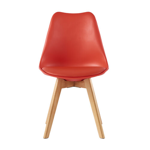 Eva Deluxe Dining Chairs Deluxe Wooden legs set of 2(Red)