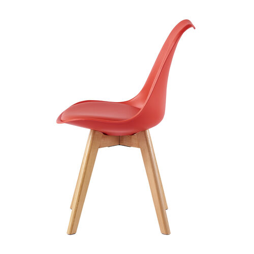 Eva Deluxe Dining Chairs Deluxe Wooden legs set of 2(Red)